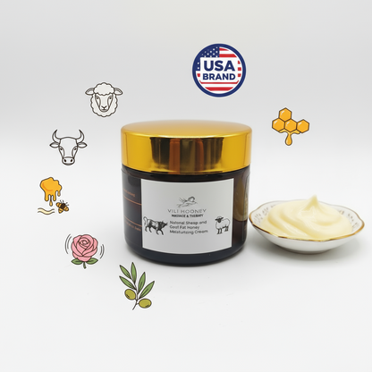 Handmade honey, olive and rose moisturizing body cream by Vili Hooney