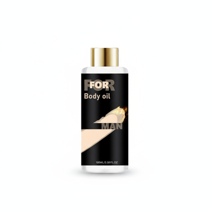 Men's Ginseng Body Massage Oil by Vili Hooney, relaxing botanical blend
