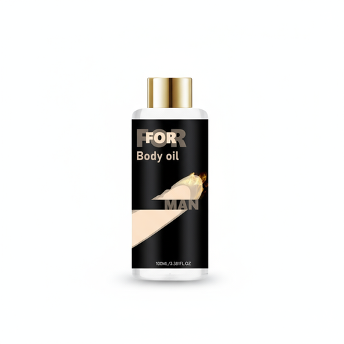 Men's Ginseng Body Massage Oil by Vili Hooney, relaxing botanical blend